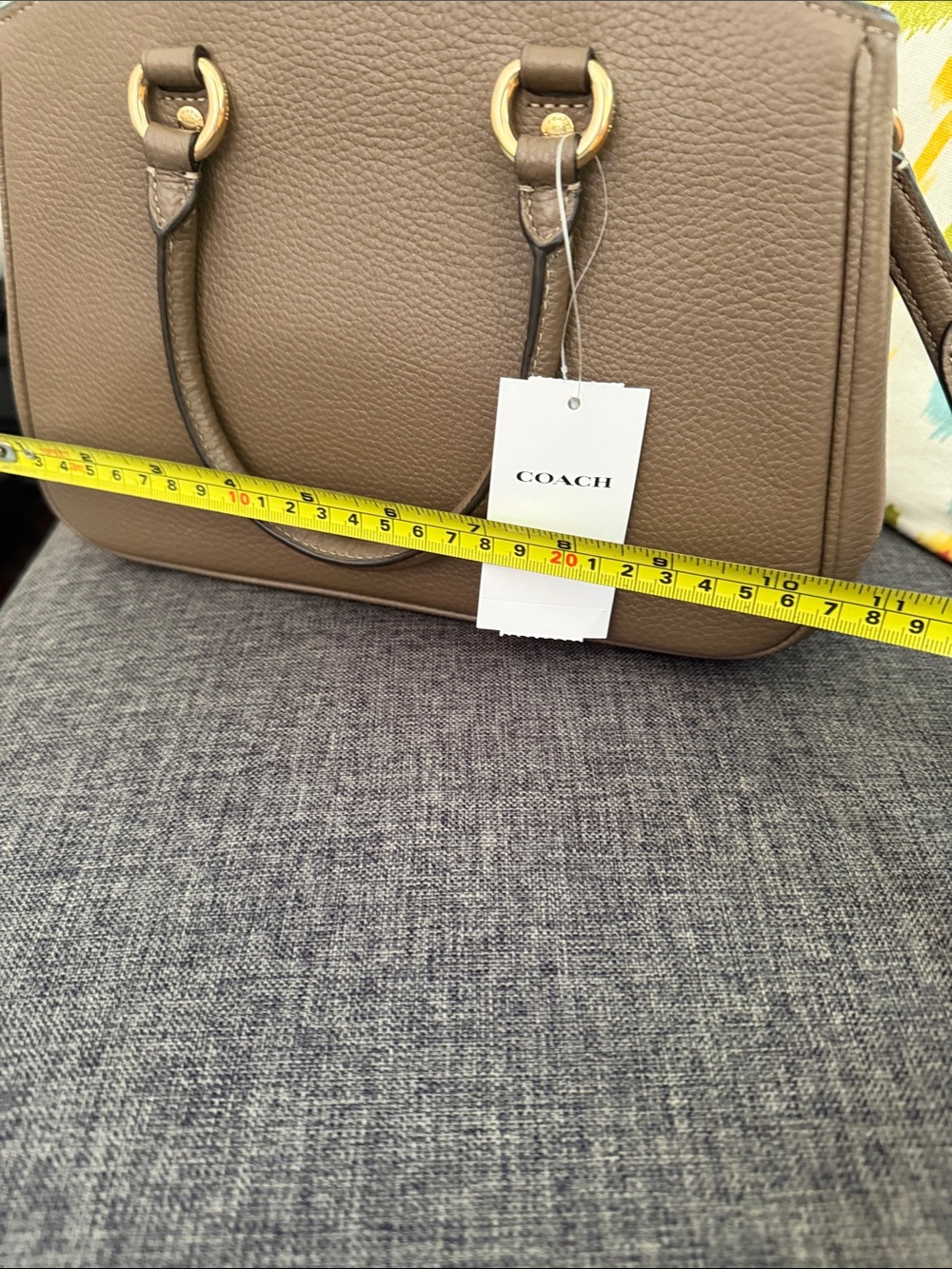 COACH Taupe dark stone Pebbled Leather Dome Satchel with Gold Hardware NWT - Picture 9 of 12